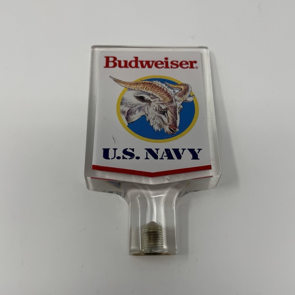 Vintage Budweiser U.S. Navy Ram Beer Handle Tap Acrylic‎